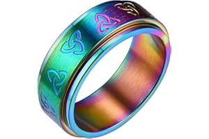 FindChic Anello Uomo Donna Antiansia Anello Antistress Uomo Girevole Misura 14-32 in Acciaio Inossidabile Anello Acciaio Uomo Colore Argento/Oro/Nero/Multicolore Confezione Regalo