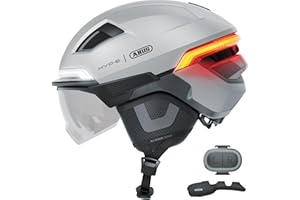 Casque de vélo ABUS HYP-E B.Lace - avec feu Avant, arrière et Clignotant Ainsi Que feu Stop activé sans Fil - avec visière et Cache-Oreilles - pour vélo, vélo électrique et S-Pedelec