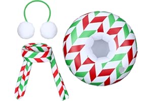 Aoriher 3 Pieces Christmas Elf Doll Clothing Accessory Includes Earmuffs Plaid Cozy Scarf an Inflatable Snow Tube(Classic Style)