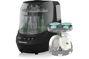 Baby Brezza Automatischer Flaschen- & Milchpumpenreiniger mit HEPA-Filter – Babyflaschen und Milchpumpenteile waschen, sterilisieren & trocknen – inkl. zusätzlicher Halterung für Pumpenzubehör