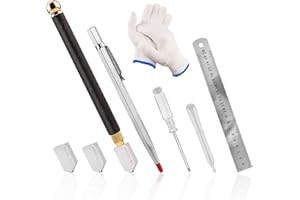BELIOF 6 Pcs Outil Coupe Verre Coupe-verre Professionnel Approprié 2-6mm/6-12mm/12-20mm Cutter à Verre Manuel pour Diamant Vitrail Mosaïque Miroir avec Gants et Sac de Rangement
