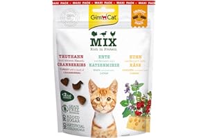GimCat Crunchy Snacks Mix - Knuspriges und proteinreiches Katzenleckerli - 1 Beutel (1 x 140 g)