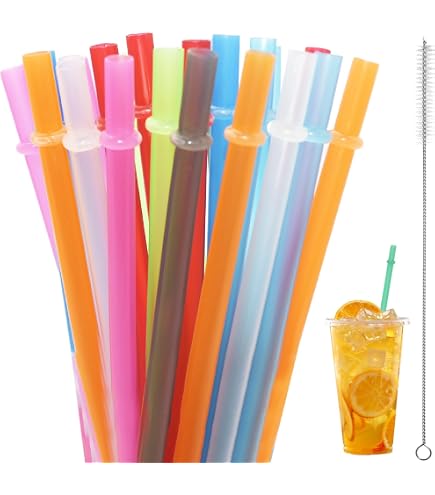 Cannucce Plastica Greenland 100 Cannucce Riutilizzabili A Righe Con Spazzola | FindTheDeal Cannucce Cocktail Plastica - 3