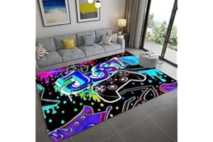 STICKER SUPERB. Gamer Controller Große Teppiche für Wohnzimmer Schlafzimmer Kinder Spielen Krabbelmatte Teenager Junge Graffiti Spielkonsole Teppiche Rutschfeste Bodenmatte Fußmatten (Violett,120x180 cm)