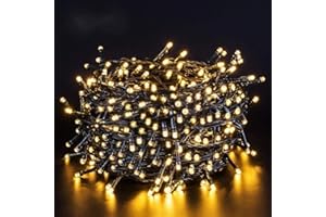 Quntis Luci di Natale Esterno Batteria 40M 300 LED, Luci Albero di Natale a batteria con Timer e 8 Modalità, Impermeabile IP44 Catena Luminosa Decorativa per Interno Esterno Festa,Bianco Caldo