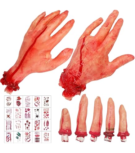 PARTY DISCOUNT Halloween-Deko – 10 Abgehackte Finger Für Gruselige Party-Dekoration