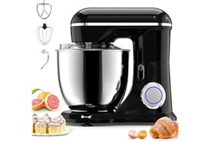 ‎DXYIITOO Küchenmaschine,Knetmaschine Profi Küchenmaschine,Küchenmaschine zum backen mit 6.5QT Edelstahl-Rührschüsseln und 3 Rührwerkzeuge(Rührhaken,Knethaken,Schlagbesen)10 Geschwindigkeit 660W (Onyx Black)