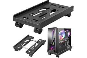 MEYAGOT CPU Titulaire Support De Tour Chariot PC 4 Roulettes Réglable Boîtier D’ordinateur Support Universel CPU Bureau Famille Noir