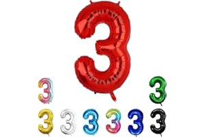 LXMYDM Geburtstags-Zahlenballons XXL-Riesen-Folienballons 40 Zoll – 101 cm Luftballons Geburtstag Jungen Mädchen Babyparty Geburtstagsdekorationen Jubiläumsparty-Dekorationen (Rot, 3)