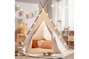 Atlasonix Tipi Zelt für Kinder, Kindertipi im Montessori, Kinder Spielhaus Indoor für Mädchen und Jungen - 100% Baumwolle