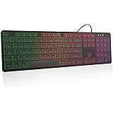 Wired Keyboard, WisFox USB Backlit Keyboard with 105 Keys for Windows 2000/XP/Vista/7/8/10, Full-Size Illuminated Keyboard fo