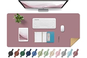 BLESWIN Tapis de Bureau en Cuir, Tapis de Souris Large et Antidérapant, Tapis Protecteur de Bureau Imperméable, Tapis de Bureau pour L'écriture, Tapis Buvard de Bureau Décoratif (Violet Rose, 80x40CM)