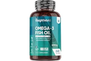 WEIGHTWORLD Omega 3 Fish Oil 2000mg - 240 Softgels (4 Months Supply) - 660mg EPA & 440mg DHA - Omega 3 Fatty Acids Supplements - Fish Oil Capsules - Made in The UK - Gluten-Free & Lactose-Free Capsules