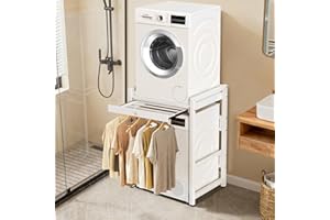 CUPCHID Waschmaschinenregal 73 * 63 * 105CM, Regal über Waschmaschine mit Ausziehbarem Wäscheständer, 350KG/770LBS Tragkraft und Zweistufiger Höhenverstellung (88-99CM) Waschmaschinenschrank
