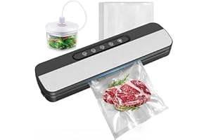 Raycial Macchina Sottovuoto Alimenti, 7 in 1 Macchina Sottovuoto 145W, Automatica Sigillatore Sottovuoto Macchina, con 10 Sachetti Sottovuoto e Tubo e Taglierina