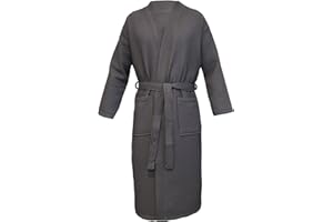 HOMELEVEL Pique bathrobe travel bathrobe 100% cotton women and men dressing gown kimono sauna dressing gown travel dressing gown piquee waffle pique women men