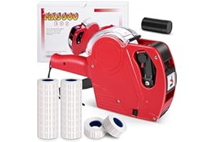 OunglyChoi 1 Packs Price Gun with 10000 Labels Red Pricing Label Gun Maker with Prices Labels & Ink Kit for Supermarket, Groceries, Stores, Office