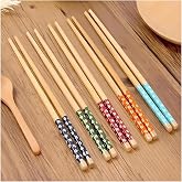 10 Adet Bambu Desenli Yıkanabilir &Ccedil;in &Ccedil;ubuk - Sushi, Ramen ve Noodle Yemek &Ccedil;ubukları Seti