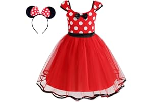 Beejirm Girls Polka Dot Dress Mini Mouse Costume for Girls with Minnie Mouse Headband Mouse Dress Up Kids Toddler Halloween Costume Girls