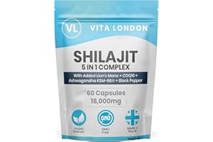 VL VITA LONDON Shilajit Capsules for Women & Men | Added Lions Mane + COQ10 + Ashwagandha KSM-66 & Black Pepper Organic |High Strength Pure Himalayan Shilajit Resin Complex