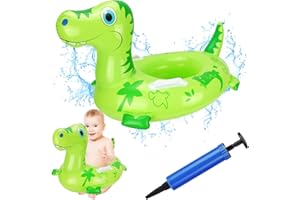 PWSAP Baby Schwimmring Dinosaurier Form, 3D Baby Float Aufblasbar Schwimmhilfe Ring Mit Sitz Inflator, Karikatur Schwimmsitz Schwimmtrainer Pool Auftriebshilfegerät für Kleinkinder 6 Monate -3 Jahre