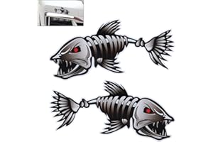 VORCOOL Pegatinas Coche Calaveras, 2 piezas Espina de Pescado Car Sticker 25 * 11cm Horror Car Sticker Adhesivo de Calavera para Coche Halloween Autoadhesive Car Sticker