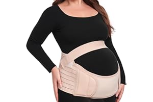 MAMODY 3 in 1 Bauchgurt Schwangerschaft Schwangerschaftsgurt Bauchstütze Schwangerschaft für die Schwangerschaftsgürtel - Stützt Taille, Rücken & Bauch (Beige, M)