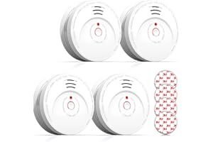 Andyssey Détecteur de Fumée Pile remplaçable, GS506 Alarme Incendie Durée de Vie 10 Ans, Capteur Optique, Conforme à la Norme européenne EN14604, Lot de 4