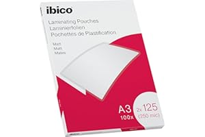 Ibico A3 Laminating Pouches, 250 Micron (2x125), High Document Protection & Durability, Pack of 100, Matt Finish, Clear, 627324