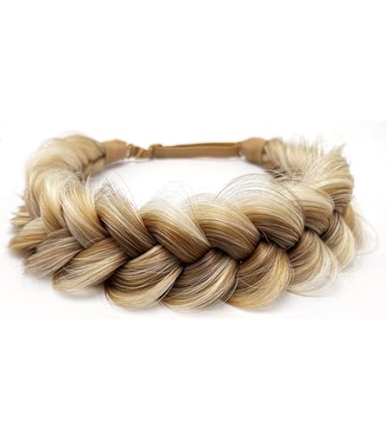 Bandeau Large En Cheveux Synthétiques Tressés - Brun Doré - Élastique Réglable - Accessoire De Coiffure Femme