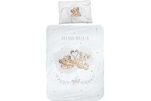MTOnlinehandel El Rey León - Ropa de Cama para bebé (Franela, 1 Funda de Almohada de 40 x 60 cm y 1 Funda nórdica de 100 x 135 cm) ☆ Disney Ropa de Cama Infantil