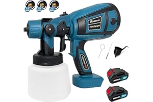 IKEBORM Akku farbsprühsystem für Makita 18V Akku BL1850, 1000 ML Farbspritzpistole mit 3 Düsen (1,0mm, 1,8mm, 2,5mm),3 Muster, für den Innen- und Außenbereich (mit 2 Akkus 3.0Ah)