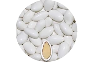 EinsSein 500g dragées mariage amandes Gracile midi blanc brillant | dragees baptême, communion, célébrer, fête, candybar | Cadeaux pour les invités mariage | Bonbon aux Amande | Badem seker