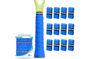 Ogeenier Lot de 12 Grips de Tennis Auto-adhésifs antidérapants et Anti-Transpiration pour Raquette de Tennis Overgrip Padel, Tennis, Badminton, Raquette de Squash
