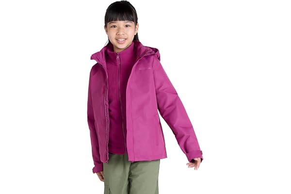 Mountain Warehouse Fell Veste 3 en 1 pour enfants - Imperméable Triclimate, Veste intérieure détachable, Capuche repliable, Manteau pour garçons et filles - Printemps été