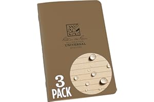Rite in the Rain Weatherproof Stapled Notebook, 4.625" x 7", Tan Cover, Universal Pattern, 3 Pack (No. 971TFX)