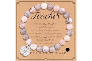 SHCHME Teacher Gifts for Women, Thank you Teacher Appreciation Gifts, Funny Gift for Teacher End of the Year, Natural Stone Best Bracelet Gift for Women