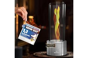 Glanzfeuer Bioethanol Table Fireplace Outdoor & Indoor Bioethanol - Extra Long Burning Time with Swirl Flame - Table Fire Decoration - Table Fireplace Fire Column - Garden & Decoration Gift