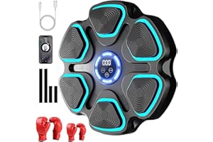 OMUIETIO Music Boxing Machine, Smart Musical Boxing Machine with Boxing Gloves, LED Color Light, Bluetooth, 9 Speeds, Automatic Counting, Wall-mounted Boxing Machine for Home Exercise