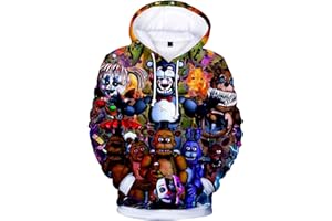 ANJINGUANG FNAF Bluza z kapturem dla dzieci dorosłych z nadrukiem 3D Five Nights at Fre-ddy's Bluzy z kapturem Nightmare Fre-ddy kostium sweter bluza kurtka dla chłopców dziewcząt 100-150 cm