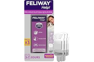 feliway Help! 3X 7 Jours - 3 Cartouches pour Diffuseur de Phéromones Apaisantes pour Chats (3X 340 MG) - Aide à Calmer Votre Chat au Quotidien ou Lors d'Evenements Stressants Ponctuels