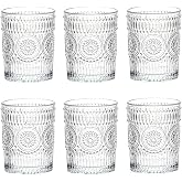 LOYUYU Pack of 6, Romantic Water Glasses, 250 ml Water Glassware, Retro Glassware for Juices, Drinks, Beer and Cocktails