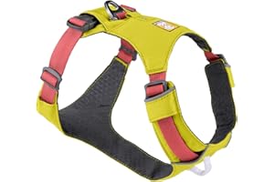 RUFFWEAR Dog Harness, attrezzatura da passeggio leggera a basso profilo, Regolabile, con portale di attacco ad anello a V in alluminio e borsa identificativa, verde lichene (medio, 69-81 cm)