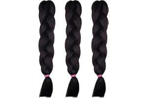 weWelle Extensiones Pelo 100% Kanekalon Jumbo | Castaño Oscuro - 99J | Pack 3 uds. 24’’ 60 cm 100 gr. | Cabello Sintético Trenzas Africanas Suave y Duradero.