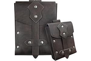 HiiFeuer 2 pièces Pochette de Ceinture médiévale en Faux Cuir clouté, Sac à Ceinture Retro RenaissanceSac à Ceinture Retro Renaissance, Sac de Taille Portable pour LARP