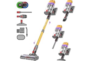 Vistefly V15 Ultra Aspiradora sin Cable, 58kPa/600W/70Mins Escoba Aspirador Potente, Doble Pantalla y Doble Depósito de Polvo Apto para Pelo de Mascotas/Alfombras/Suelos Duros