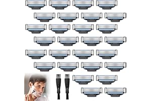 DGUSO 28 Piezas Gillette Mach 3 Compatible Mach 3 Cuchillas Compatible Cuchillas Match 3 Gillette Recambio Compatible Gillette Mach 3 Recambios Compatible con 2 Cepillos de Limpieza