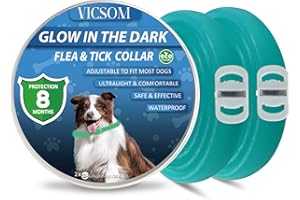 VICSOM Collares Antiparasitario para Perros, Luminoso Collar Antipulgas Perros, Collar de Pulgas y Garrapatas para Perro Impermeable Regulable, Válido 8 Meses para Perros de Todos los Tamaños 2Pcs Azul Claro