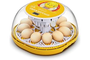 TRIOCOTTAGE Brutautomat Eier Inkubator für 12 Eier brutmaschine mit automatischem Wenden der Eier, Temperaturkontrolle, 2 Luftfeuchtigkeitsstufen und Wasserversorgung für Hühner, Wachteln und Enten.