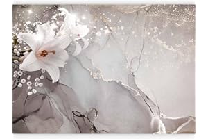 murando - Carta da Parati Adesiva Fiori Giglio 392x280 cm Fotomurali Adesivi Murali Rivestimento Parete Moderna per Pareti Adesiva Muro Decorativo Fotomurale 3D Effetto bokeh grigio